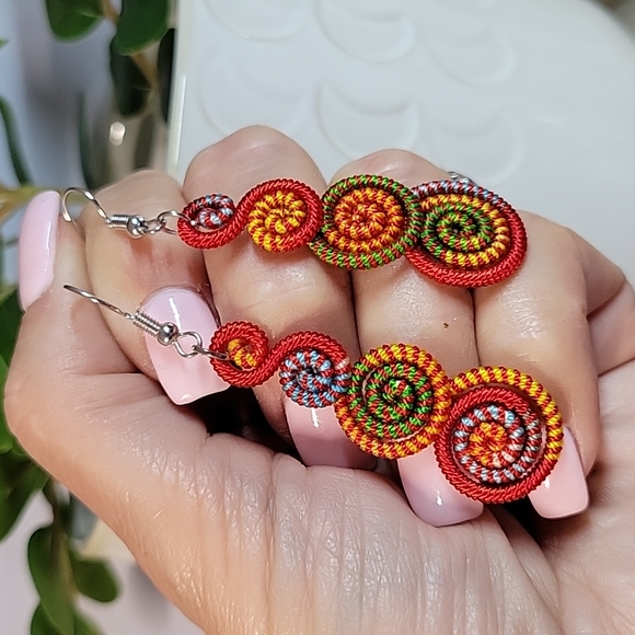 Spiral Wrapped Stacked Drop Earrings - Picture 4 of 4